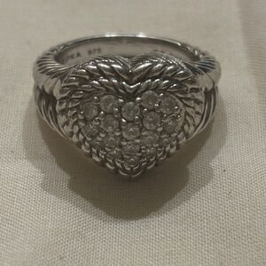 Judith Ripka Silver Heart CZ Ring